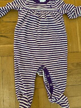 Ralph Lauren Purple & White Striped Footed One-Piece